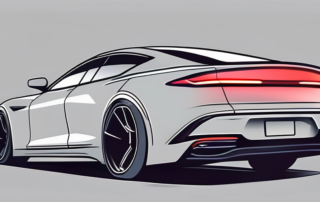 A sleek car from the rear view