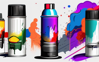 A spray paint can with vibrant colors emanating from it