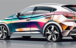 A car with a glossy 3d wrap