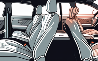 The interior of a car with various cleaning tools like a vacuum cleaner