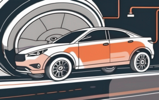 A car brake system with highlighted brake fluid reservoir