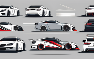 A car with various tuning modifications like a spoiler