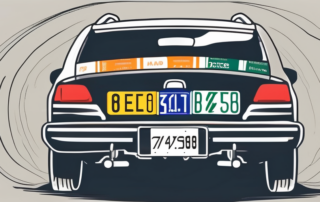 A bicycle rack with a self-made license plate attached to it