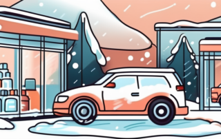 A car being washed in a snowy winter setting