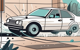 A car being cleaned with a high-pressure washer