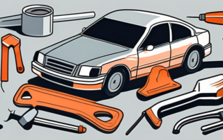 A dent repair kit with its various tools spread out