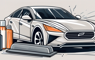 A car with visible scratches on its windshield