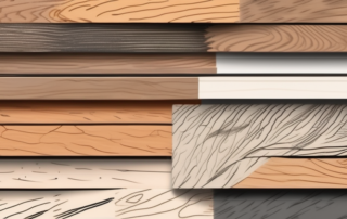 Various sandpaper grits along with a wooden surface partially sanded