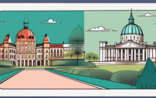 A variety of unique and colorful slides (folien could mean slides or foils) located in a scenic park setting in hannover