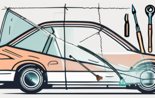 A car with a cracked windshield