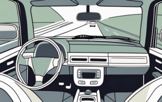 A car's interior view from the driver's seat