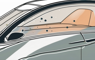 A car with a noticeable protective film on its windshield and hood