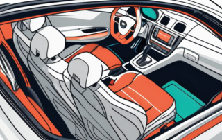 A car interior with various cleaning tools like a vacuum cleaner