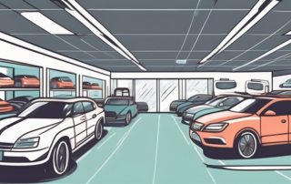 A bustling car accessories store with a variety of items like seat covers