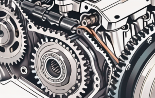 A car engine with a highlighted timing chain (steuerkette)