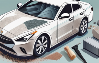 A car windshield with visible stone chips