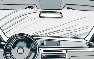 A car windshield with visible scratches