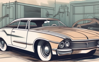 A vintage car in the process of restoration