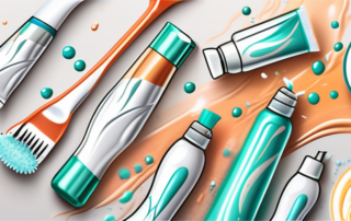 Several types of toothpaste tubes with shining