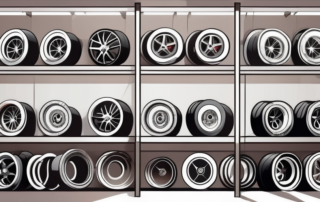 Several different types of car rims displayed in a clean