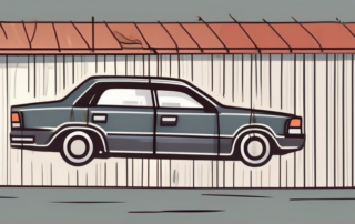 A damaged car with a "for sale" sign on it