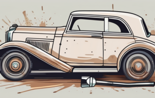 A vintage car in the process of restoration