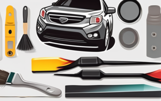Car taillights with a brush applying a layer of lacquer