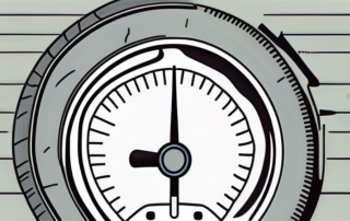 A car tire with a pressure gauge inserted into the valve