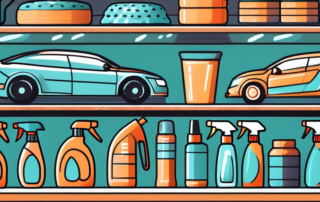 Various car cleaning products like brushes