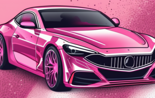 A pink car with a glitter effect