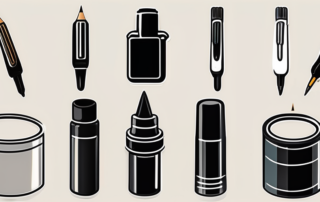 Various types of touch-up paint pens (lackstift) and some car parts with minor scratches