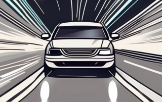 A car with xenon headlights illuminating a dark road