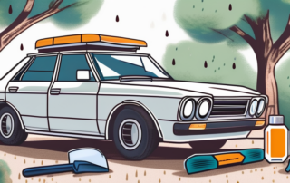 A car parked under a tree with droplets of tree resin on it