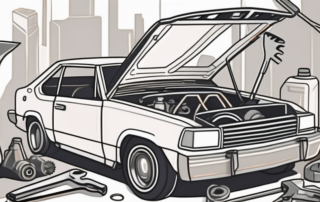 A car with its hood open