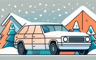 A car covered with a half-garage cover
