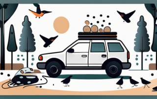 A car with spots of bird droppings on its surface