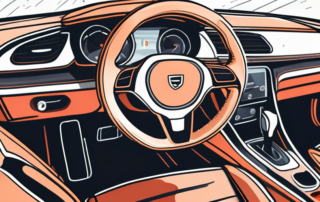 A car interior with focus on the leather seats