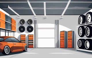 Various storage solutions showcasing different types of car rims