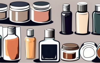 Different types of varnishes and lacquers in various containers and brushes