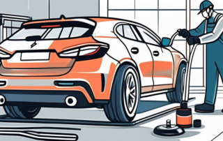 A car undergoing various smart repair techniques