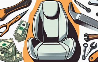 A car seat with visible signs of wear and tear