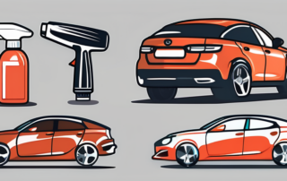 Various car painting tools like spray guns