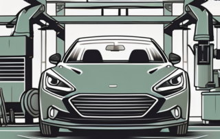A car raised on a lift