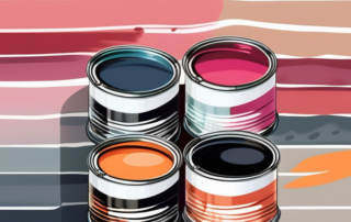 Various types of car paint cans with different colors and finishes
