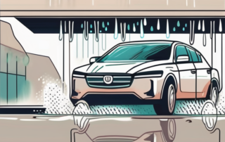 A car being washed with clear water