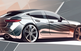 A car in the process of being wrapped in a glossy