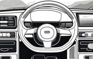 The interior of a black car