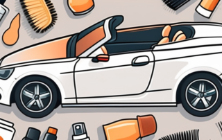 A convertible car with its top down