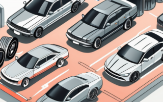 A variety of car parts like wheels