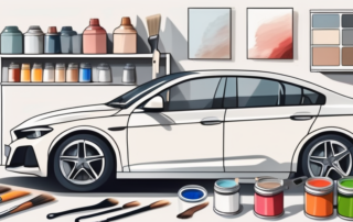 A car in the process of being painted at home